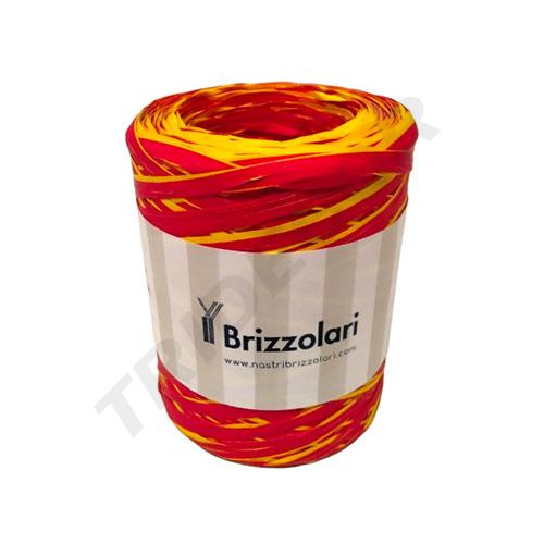 [8031653379795] Rouleau de ruban de raphia rouge et jaune 5mmx200m 6802 Col89