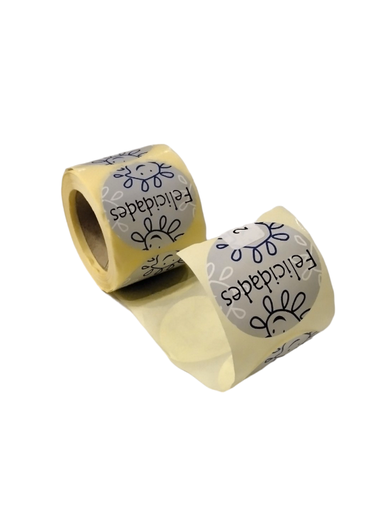 [014479] Glückwunsch Sonnenblumen Aufkleber Silber und Blau 250 Einheiten/Rolle