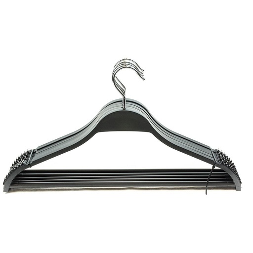 [005147] 黑色塑料带横杆衣架Percha de Plástico Con Barra Color Negro 43cm 5undes