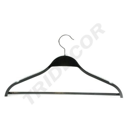 [005089] Gruccia in legno con barra e colore nero antiscivolo 44,5cm