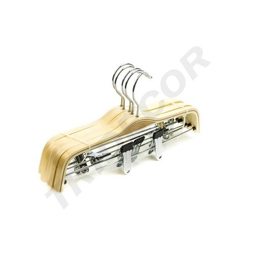 [005086] Percha de Madera para Niños con Pinzas 32cm 5 unidades