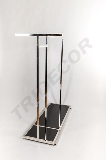 [038512] Perchero De Acero Con Base De Cristal, Doble Colgador