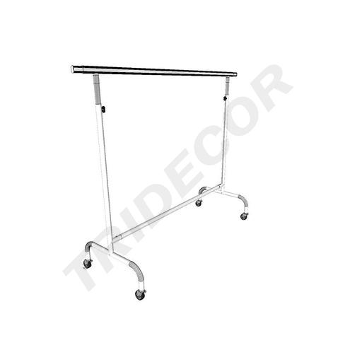 [038944] Kleiderständer mit Rädern, ausziehbar und höhenverstellbar, weiß