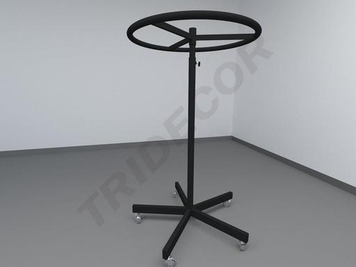 [038306] Cabide redondo com rodas Preto Altura 115-188cm Diâmetro 81cm