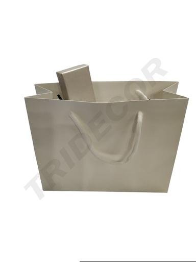 [010987] Bolsas Asa De Cordón 25X9X20 Cm Color Blanco 12 Unidades