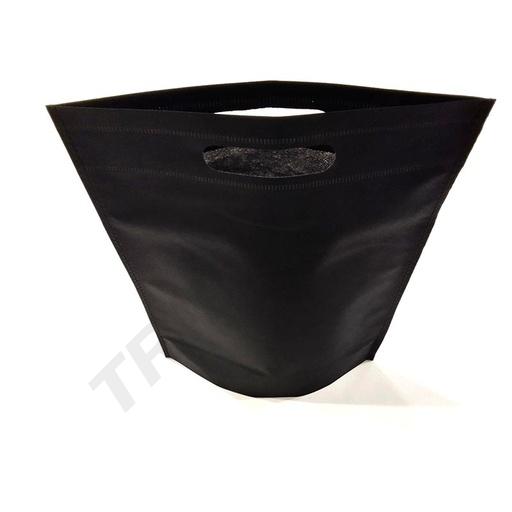 [010501] Bolsa No Tejida Negra 70G Vertical con Asa Troquelada y Fuelle en la Base 25X35+10cm 25 unidades/Paquete