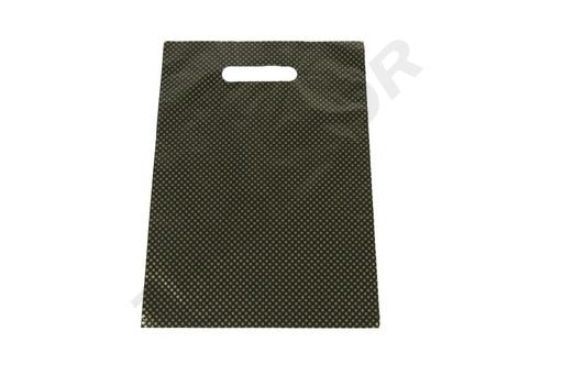 [010110] Bolsa de Plástico Asa Troquelada 25X35cm Punto Oro100 /Pq 10Pq/caja 