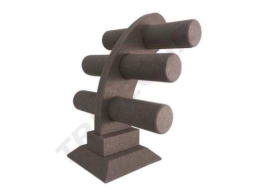 [009620] 棕色亚麻三重展示 27X15X30cm Expositor Triple En Lino Marron 27X15X30cm