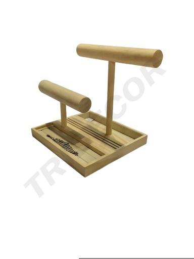 [0091041] 首饰展示架 木头带布 手链和戒指 Expositor Lino Madera Con 2 Soporte para Pulseras y Anillos