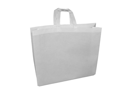 [A010383] Bolsas De Tela Blancas 70 Gr Con Asa Larga 50X40+12 Cm 25 Unidades