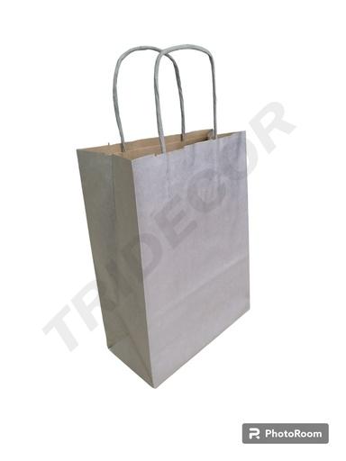 [8436557056641] Bolsas De Papel kraft Xs Asa Rizada Plata 18+8X24 Cm 056641