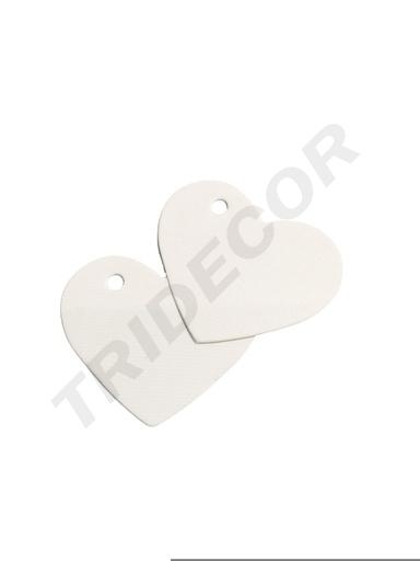 [0141025BL] Etichete agățătoare în formă de inimă. Alb Mic 4.5X3.5cm 100/Pachet