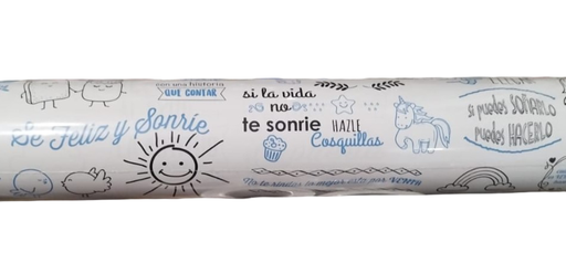 [014176] Bobina De Papel Regalo Fondo Blanco Con Frases 62 cm