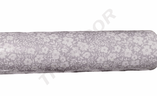 [014176R] Bobina de Papel Regalo Fondo Lila Y Flores Blancos 62 cm