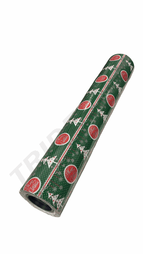 [014176] Papel de Regalo Estampado Navideño Verde 62 cm