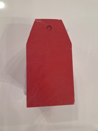 [60141032RJ] Etiquetas Troquelada En Pico Rojo Lisa 3.5X6.5cm 100/Paq