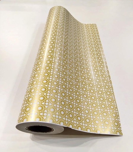 [014176] Papel De Regalo Dorado Estampado 62 Cm