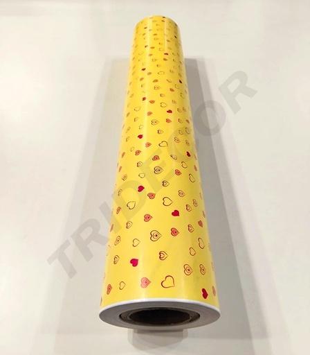 [014176] Rotoli di carta da regalo gialla con cuori 62 cm