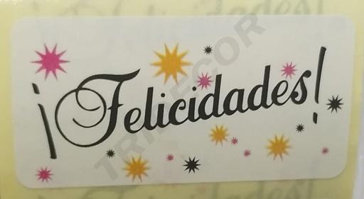 [28283] Etiqueta Felicidades Con Estrellas De Colores 500 Unidades