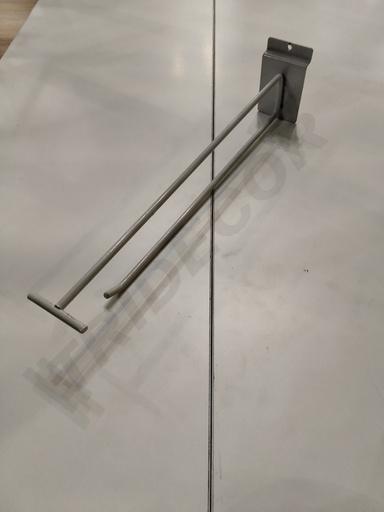 [001056] 双线电镀带价格牌槽板钩 Gancho Doble Cromado Con Portaprecio para Pane de lama6mm 40cm