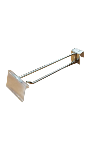 [001526] 双线电镀带价格牌卡扁管钩 Gancho Doble Cromado Con Portaprecio para Tubo Rectangular 6mm 20cm