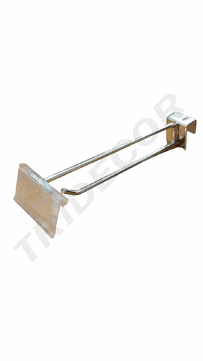 [001526] 双线电镀带价格牌卡扁管钩 Gancho Doble Cromado Con Portaprecio para Tubo Rectangular 6mm 20cm