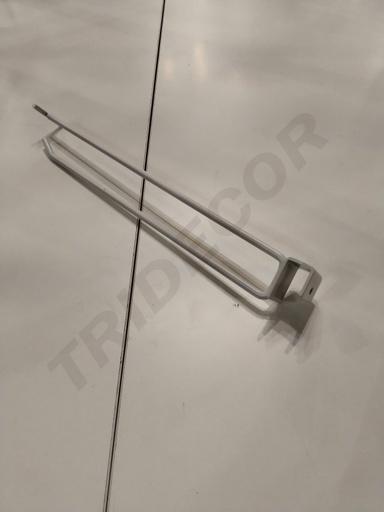 [001528] 双线白色带价格牌卡扁管钩 Gancho Doble Blanco Con Portaprecio para Tubo Rectangular 6mm 30cm