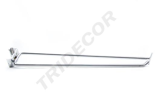 [001718] 卡扁管双线电镀带价格牌挂钩 Gancho Cromado con Portaprecio para Tubo Rectangular 25 cm 6mm 100/caja