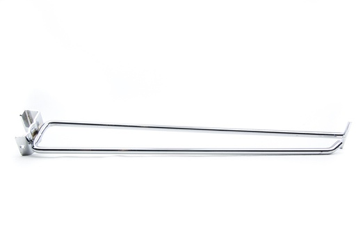 [001718] Gancho Cromado con Portaprecio para Tubo Rectangular 25 cm 6 mm