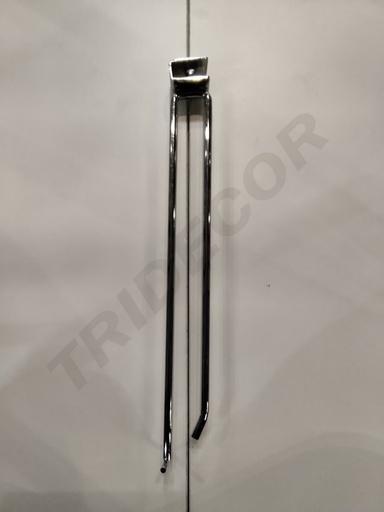 [002386] Gancho cromado con portaprecio para tubo rectangular 35 cm 8 mm
