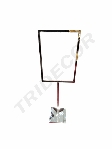 [009846] Portacarteles A4 Marco Vertical En Acero Brillo Con Base