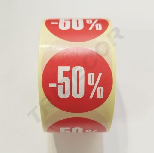 [6014101-50] 折扣贴纸“-50%”4cm 500Ud Pegatina Descuento "-50%" 4cm 500Ud